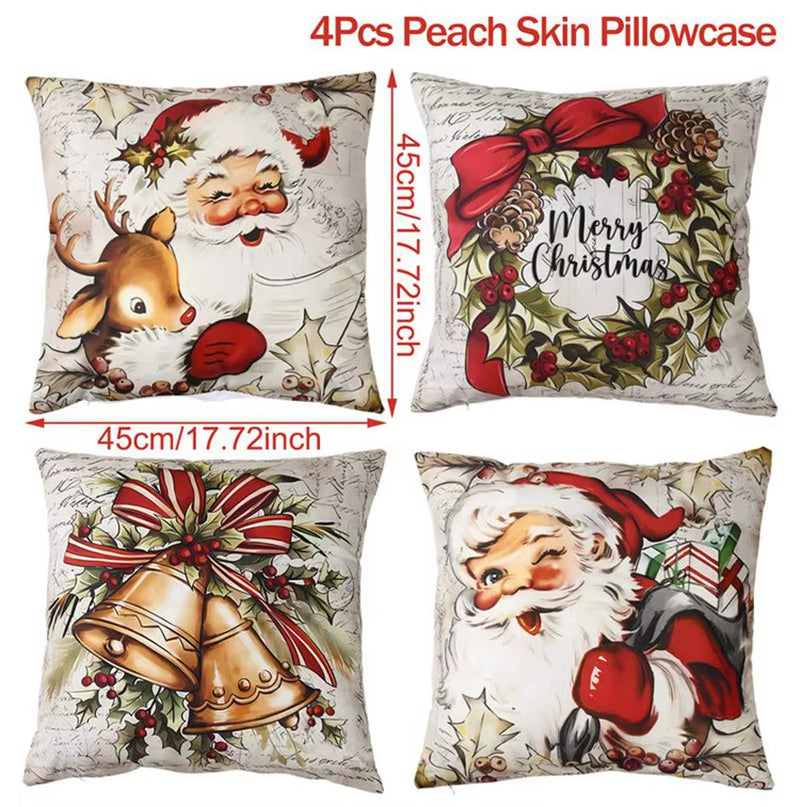 4Pcs Merry Christmas Cushion Cover Home Decorations 2025 Christmas Ornament Pillow Case Xmas Navidad Gifts New Year Gifts 2026