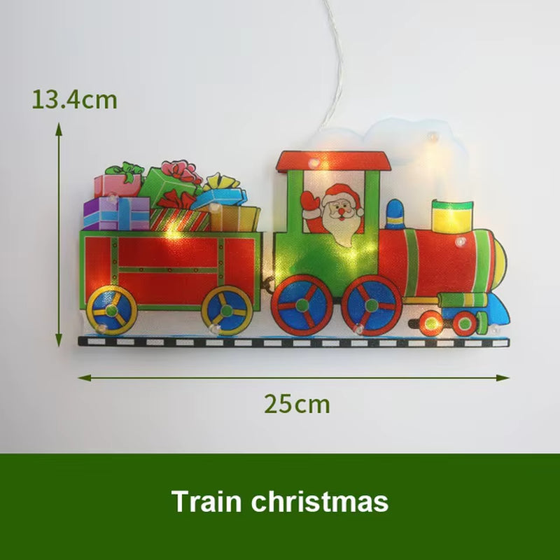 1Pc Christmas Window Decoration Hanging Lights 8 Styles LED Suction Cup Santa Claus Holiday Scene Atmosphere Decor