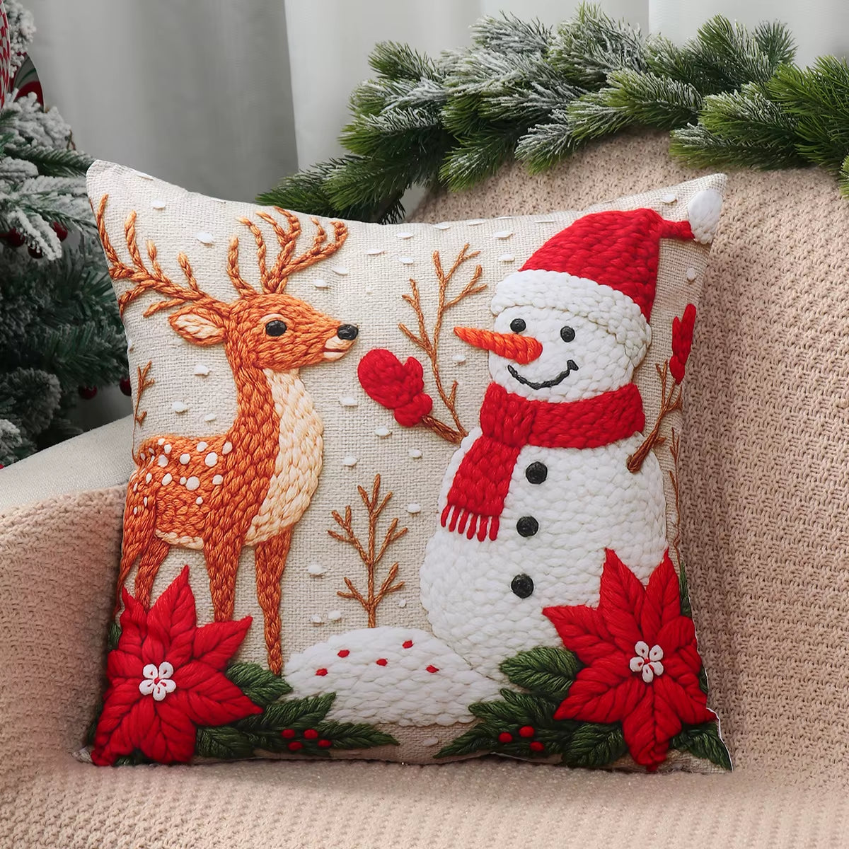 4Pcs Merry Christmas Cushion Cover Home Decorations 2025 Christmas Ornament Pillow Case Xmas Navidad Gifts New Year Gifts 2026