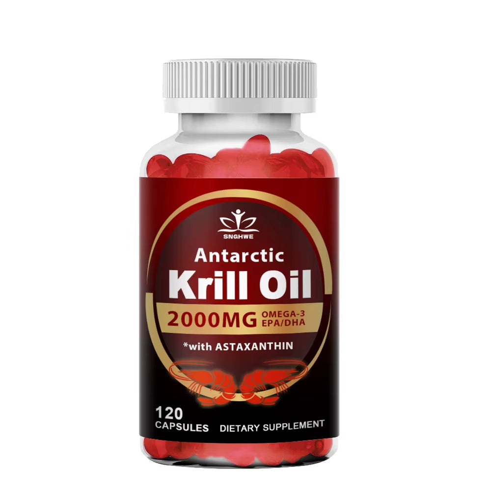 2000Mg Krill Oil Phospholipid Omega-3 EPA & DHA Phospholipids and Astaxanthin for Joint, Brain, Immune and Cardiac Support Diet