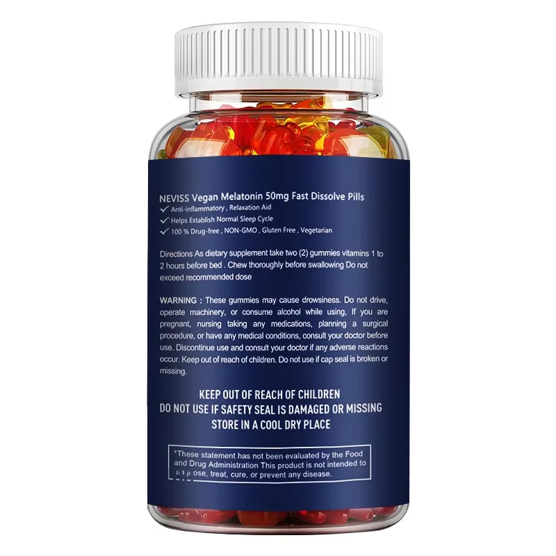 Melatonin Gummies 50Mg - Sleep Support, Stress Relief, Improved Sleep Quality, Boosted Energy Production, Increased Vitality