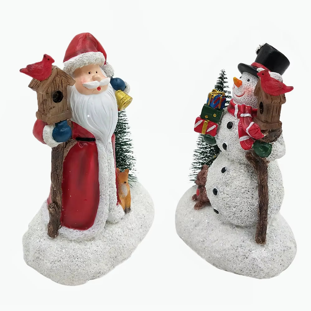 Christmas Decorations, Santa Claus Snowman, Christmas Holiday Party Decorations, LED Lights, Tabletop Statues