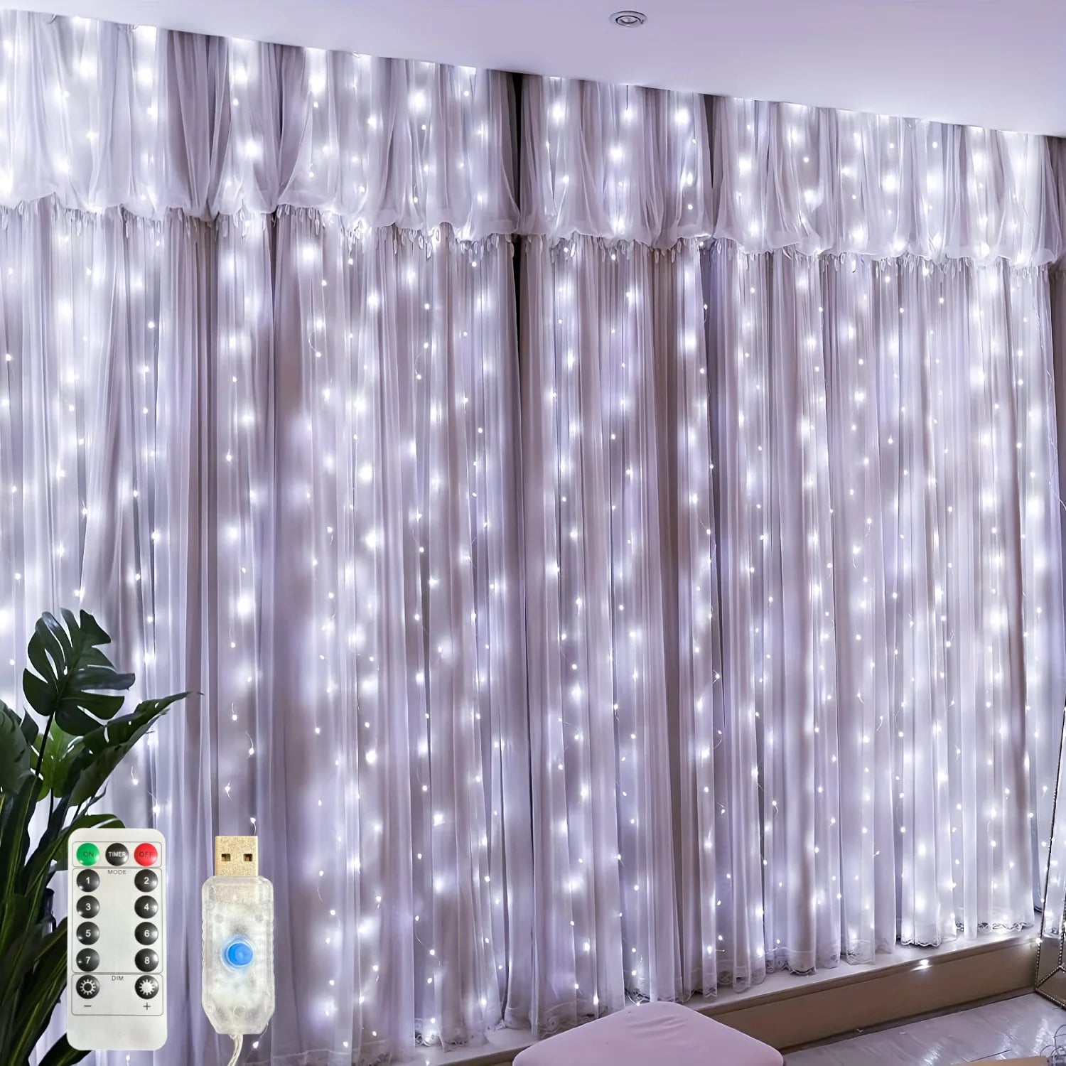 Christmas Home Decoration USB Fairy Garland Lights LED Curtain String Lights with Remote Control for Bedroom Wedding