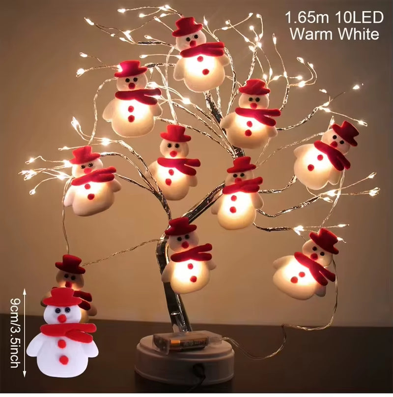 Snowman Christmas LED Garland String Light Merry Christmas Decorations for Home 2024 Xmas Tree Ornament Navidad New Year Gifts