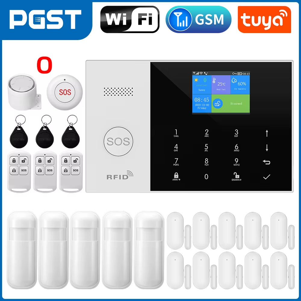 Residential Tuya Smart Gsm Wifi Alarm System for Home Wireless Security Alarm House Smart Life App Control Work with Alexa