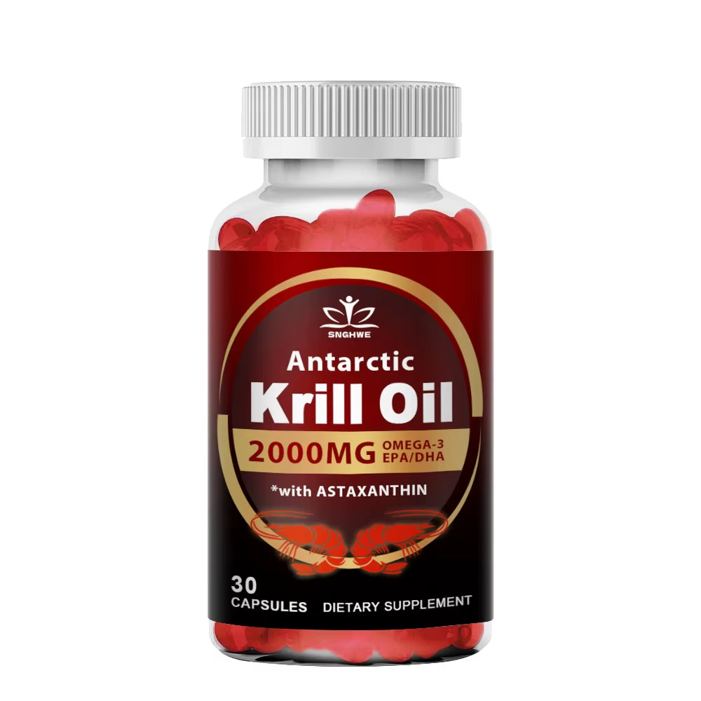 2000Mg Krill Oil Phospholipid Omega-3 EPA & DHA Phospholipids and Astaxanthin for Joint, Brain, Immune and Cardiac Support Diet