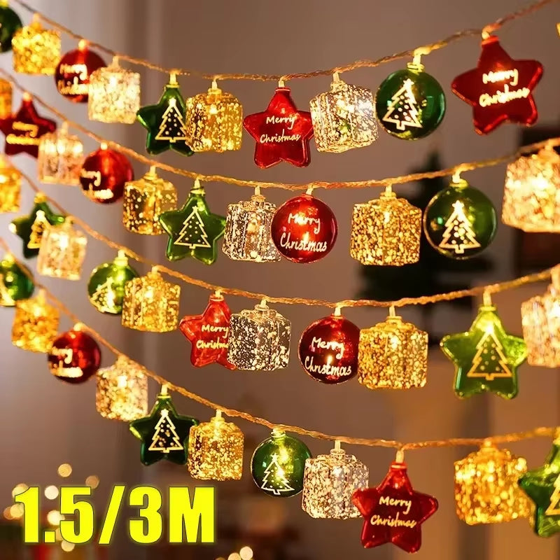 1-4PCS Christmas Led String Lights Christmas Tree Ambient Lights Christmas Color Lights Holiday Decoration Pentagram Lights