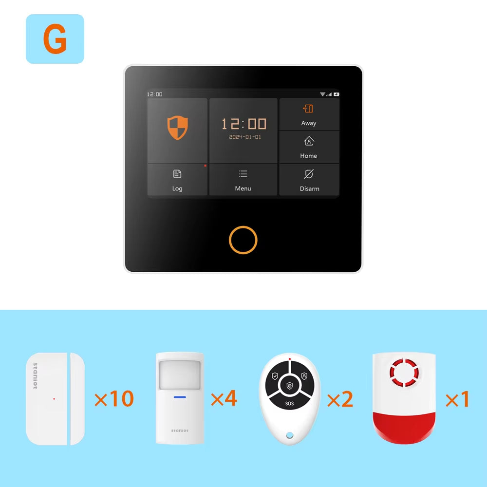 Wifi 4G Wireless Security Alarm System Built-In Louder Siren Tuya Smart Home Burglar Kit with 5-Year Contact Sensor
