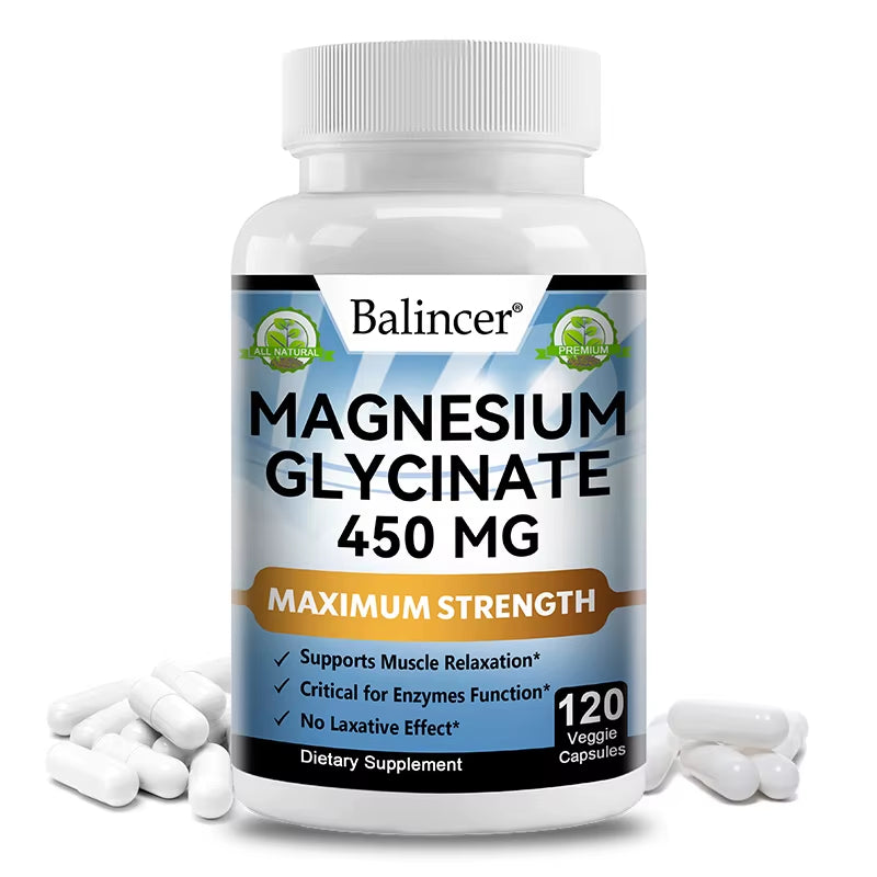 Magnesium Glycinate - Nerves System, Improve Mood Nervous, Muscles Recovery, Heart Health, Sleep Quality Support