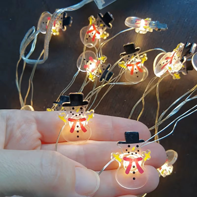 2M Christmas Decorations Santa Claus Snowman LED Light String Garland Tree Ornaments for Home Decor Xmas Navidad 2024 New Year