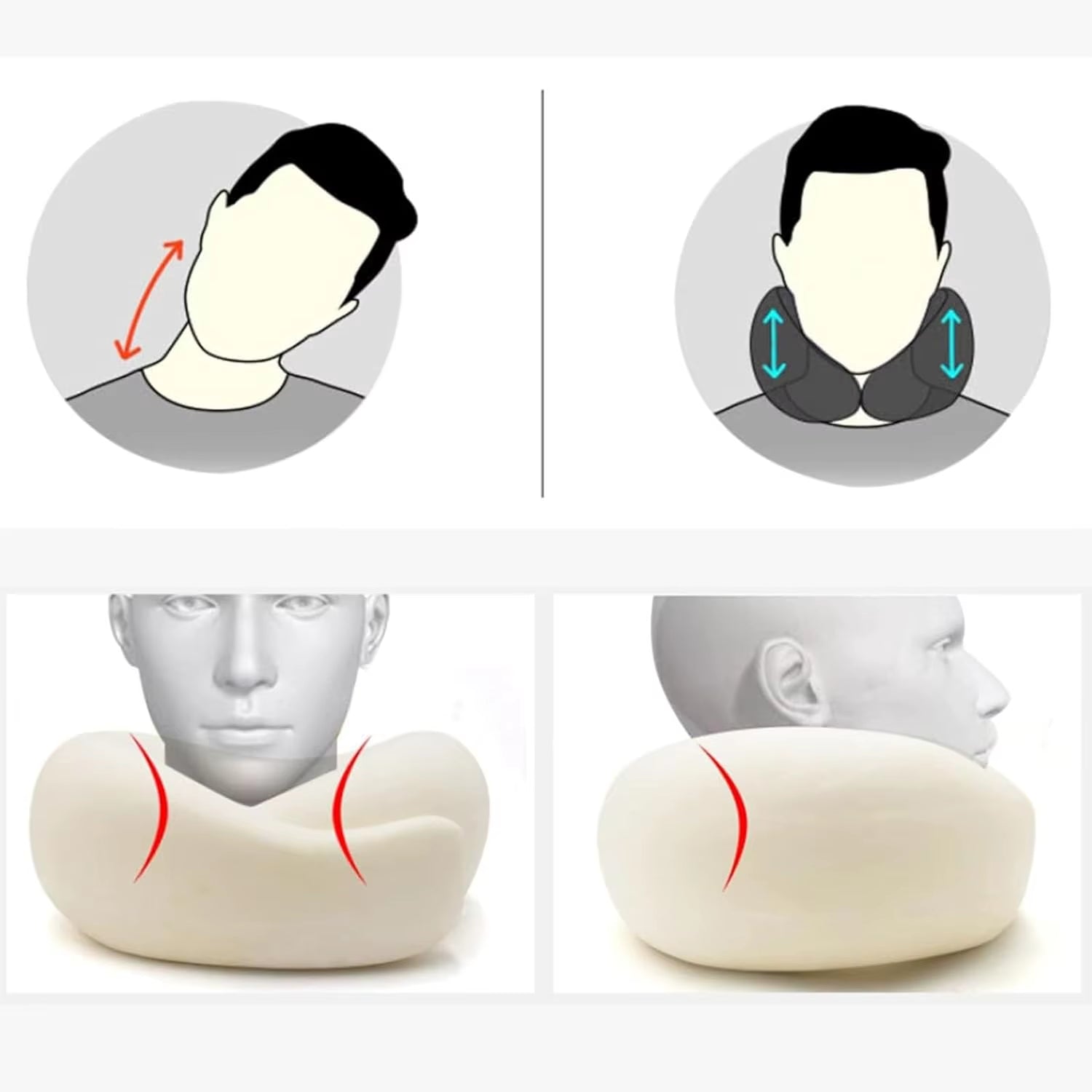 Memory Foam Travel Neck Pillow U-Shaped Pillow Snail Style Travel Neck Support Portable Adjustable Soft Noon Break Sleep Pillows