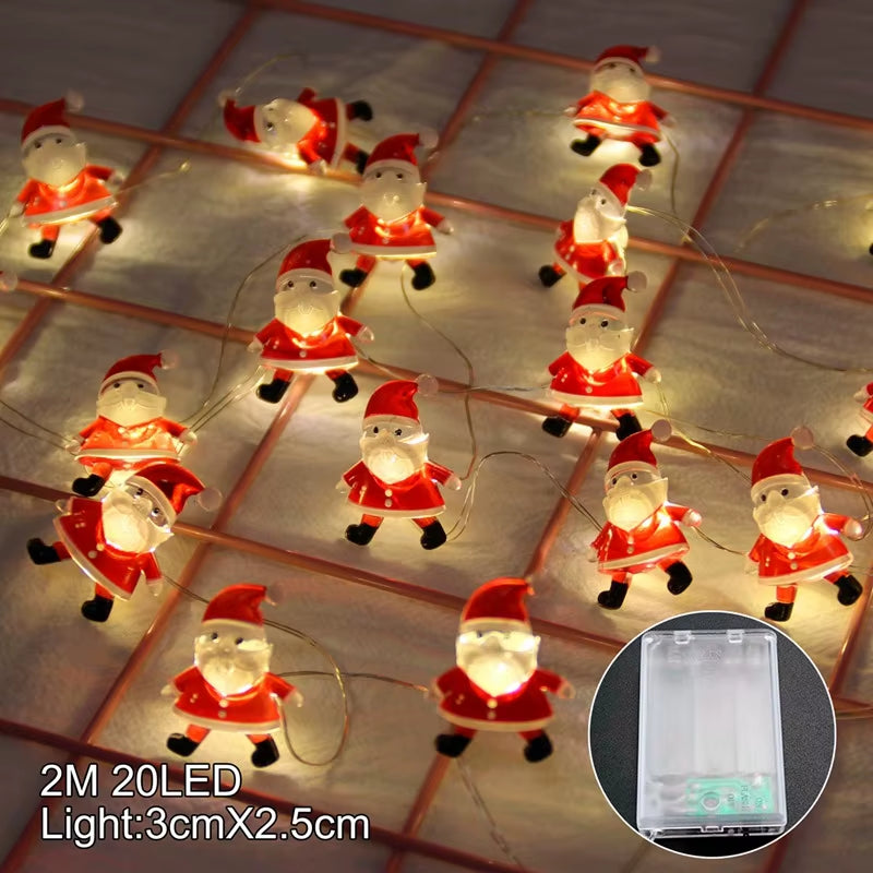 Snowman Christmas LED Garland String Light Merry Christmas Decorations for Home 2024 Xmas Tree Ornament Navidad New Year Gifts