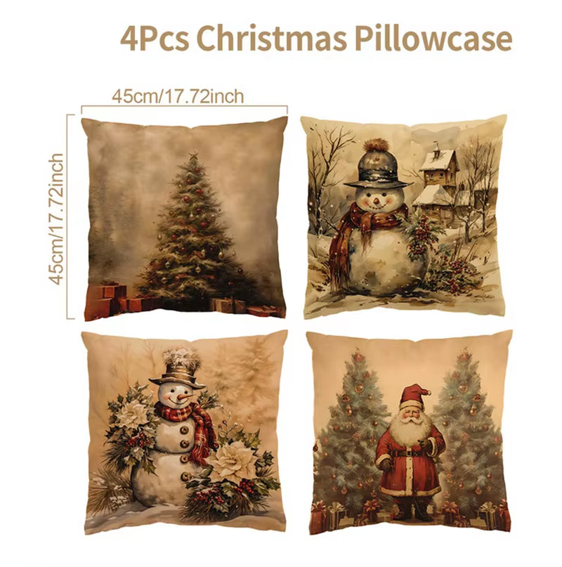 4Pcs Merry Christmas Cushion Cover Home Decorations 2025 Christmas Ornament Pillow Case Xmas Navidad Gifts New Year Gifts 2026