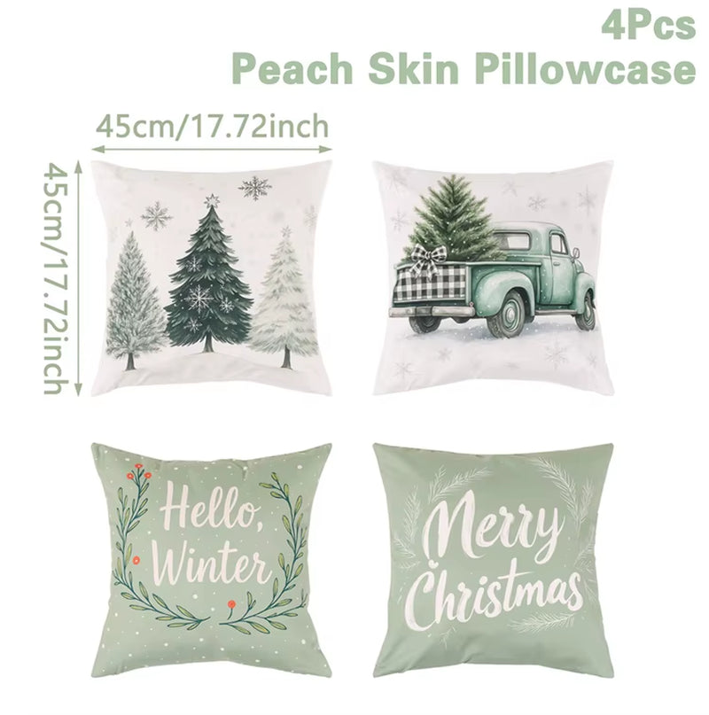 4Pcs Merry Christmas Cushion Cover Home Decorations 2025 Christmas Ornament Pillow Case Xmas Navidad Gifts New Year Gifts 2026