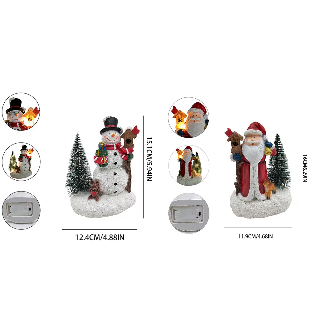 Christmas Decorations, Santa Claus Snowman, Christmas Holiday Party Decorations, LED Lights, Tabletop Statues