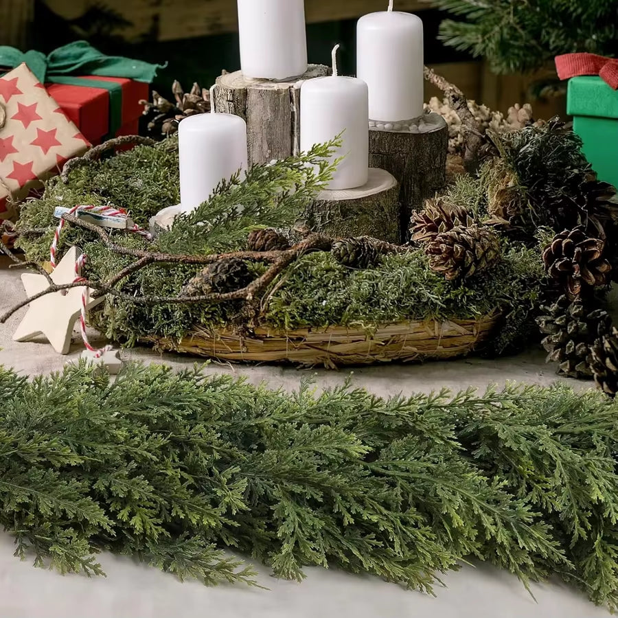 275Cm Artificial Plants Christmas Tree Cypress Leaf Garland Home Party Decor Outdoor Courtyard Pine Rattan Hanging Adorn Wreaths