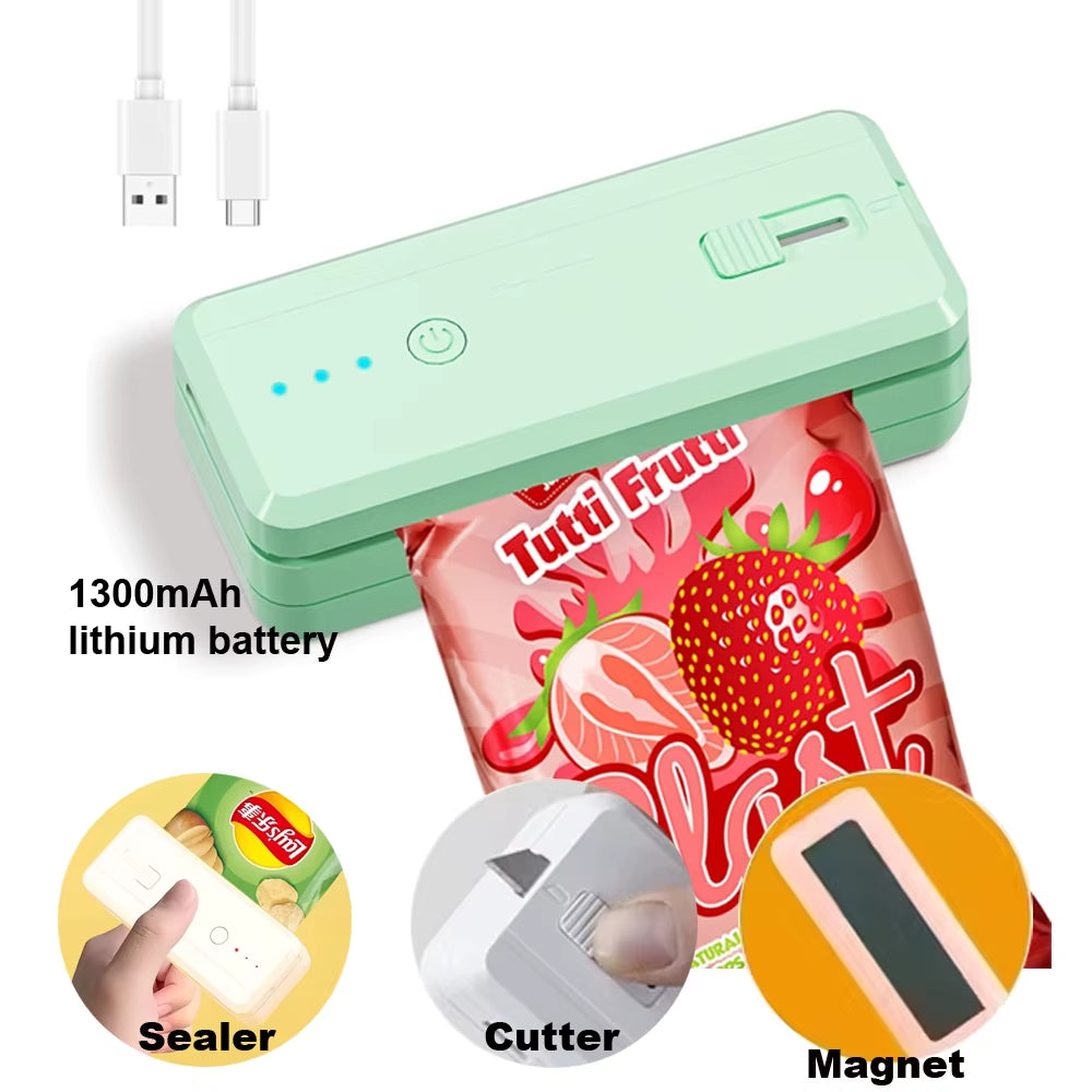 USB 2 in 1 Heat Seal Device Thermal Plastic Food Portable Sealer Chips Snacks Bag Sealer Machine Packing Kitchen Accessories