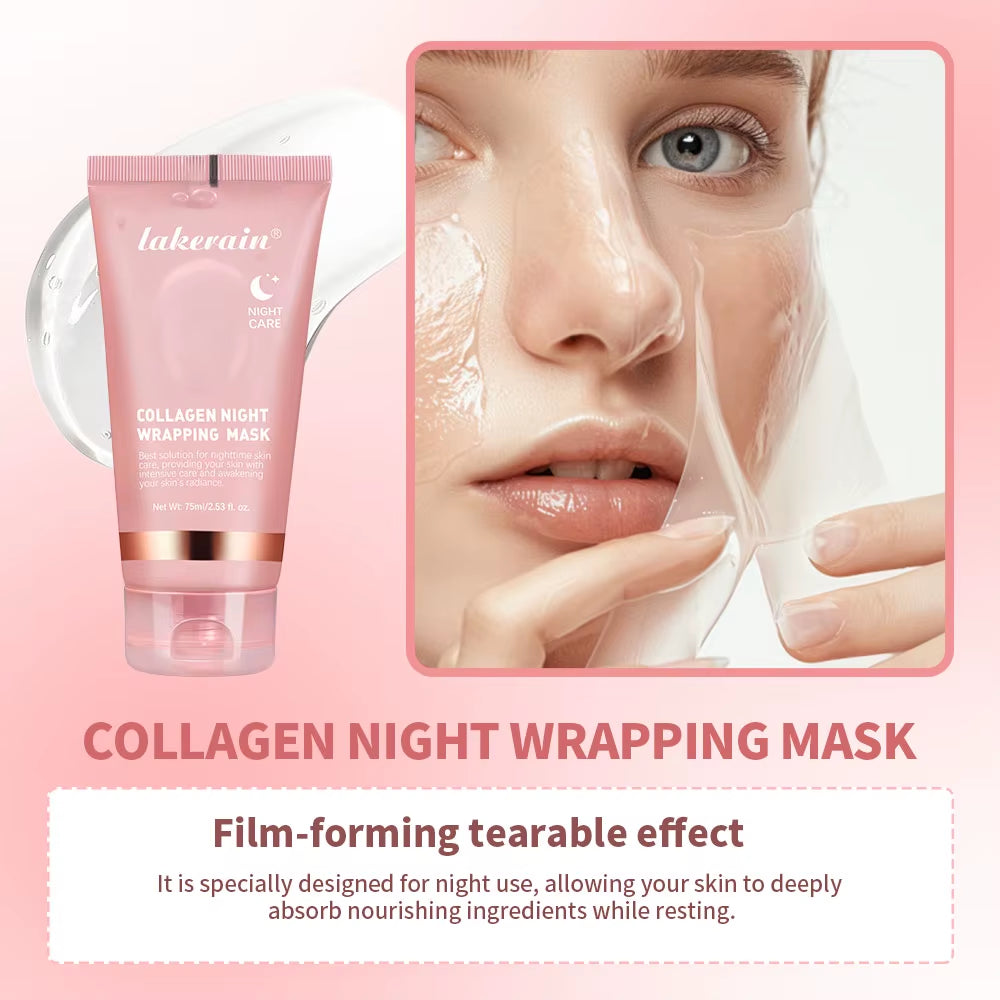 Collagen Jelly Cream Hydrolyzed Collagen Overnight Facial Mask Wrapping Peel-Off Mask Hydrating Firming Moisturizing Skincare