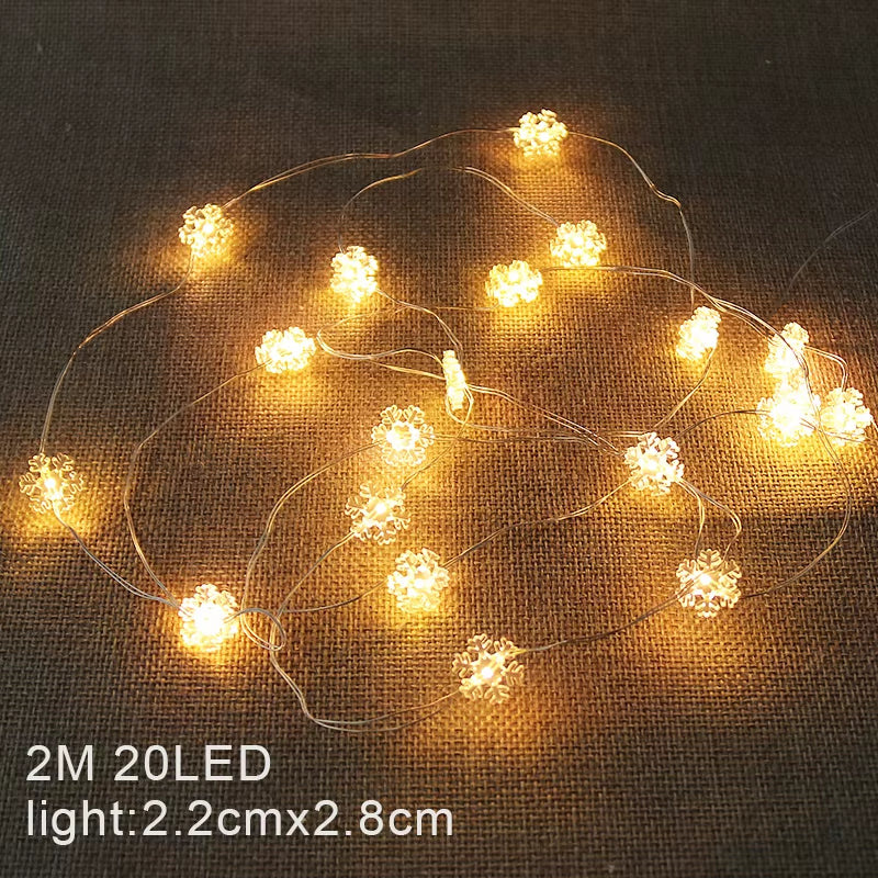 2M Christmas Decorations Santa Claus Snowman LED Light String Garland Tree Ornaments for Home Decor Xmas Navidad 2024 New Year