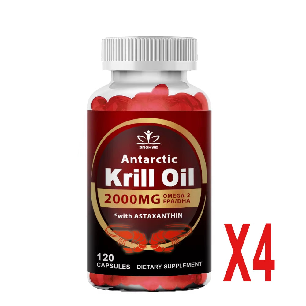 2000Mg Krill Oil Phospholipid Omega-3 EPA & DHA Phospholipids and Astaxanthin for Joint, Brain, Immune and Cardiac Support Diet