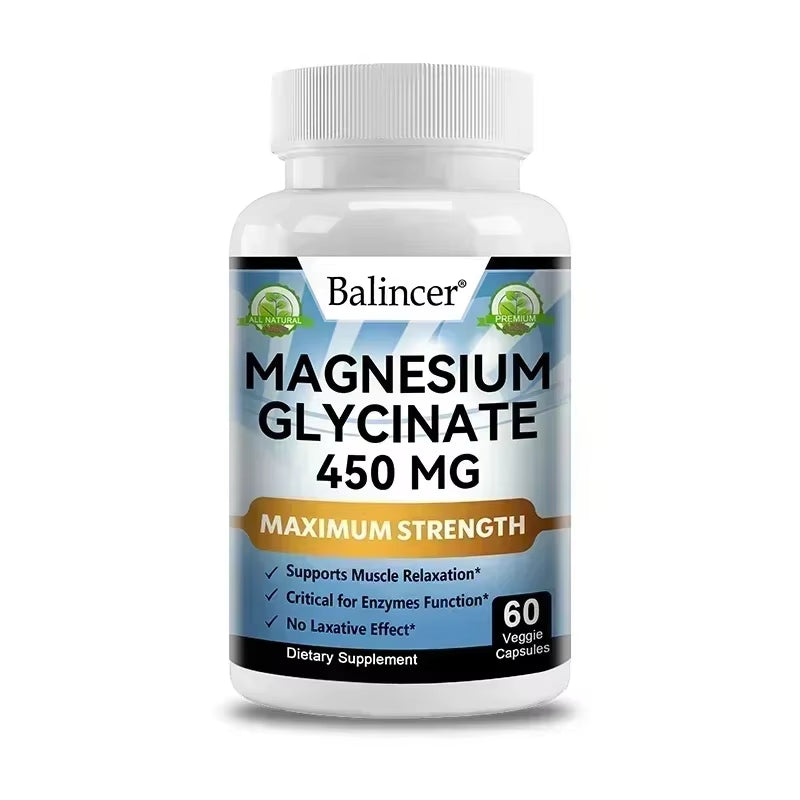 Magnesium Glycinate - Nerves System, Improve Mood Nervous, Muscles Recovery, Heart Health, Sleep Quality Support