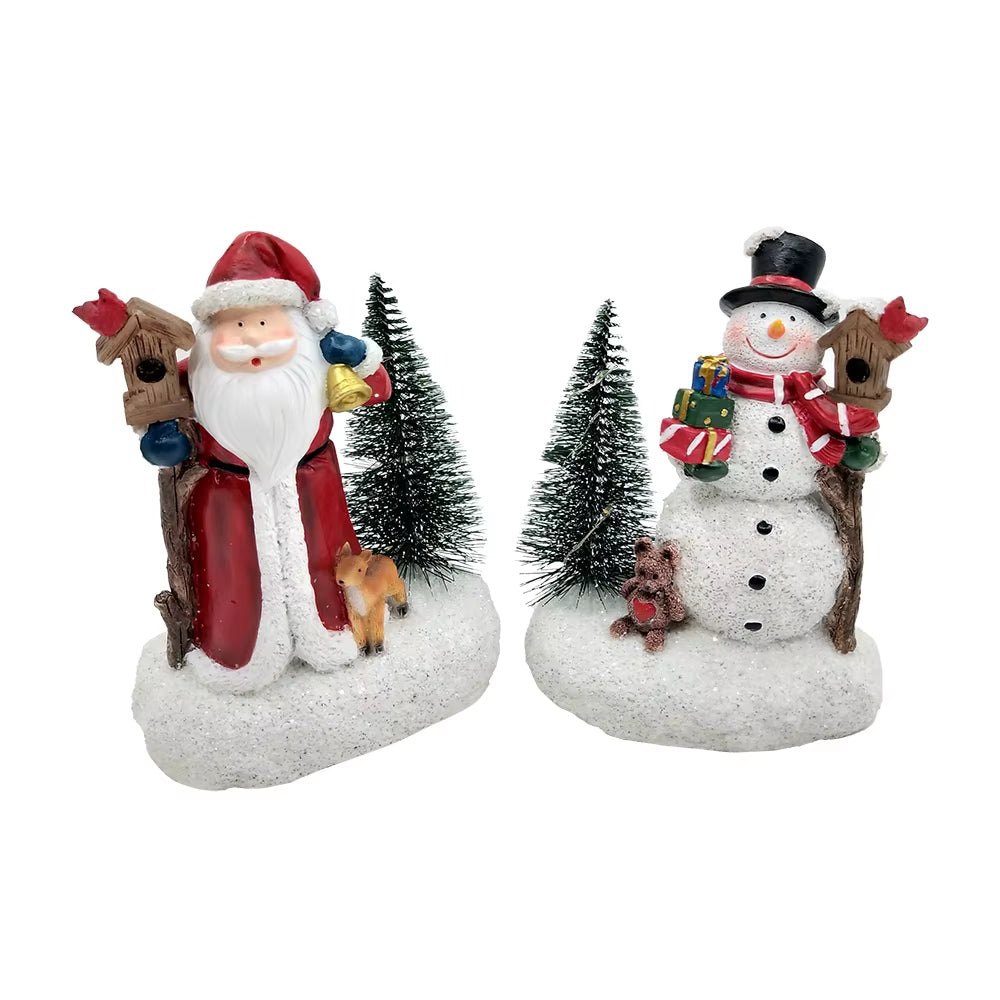 Christmas Decorations, Santa Claus Snowman, Christmas Holiday Party Decorations, LED Lights, Tabletop Statues
