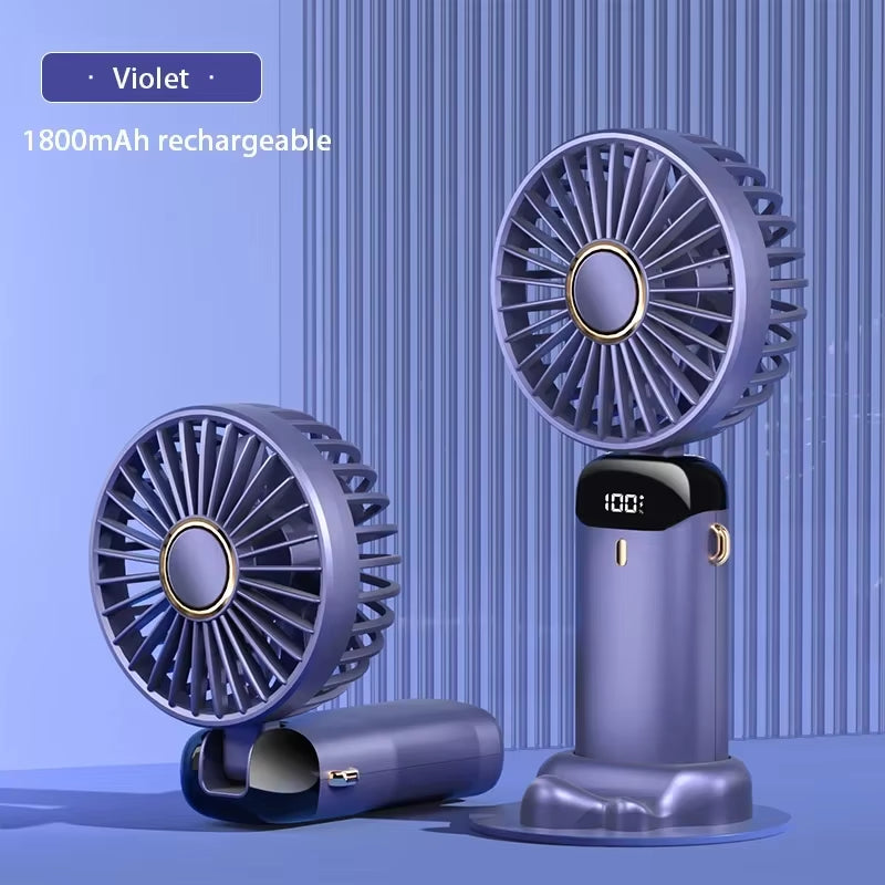 Ultra-Cool Portable Neck Fan – Foldable 5-Speed Mini Fan with LED Display, Phone Stand & Long-Lasting 1800mAh Battery