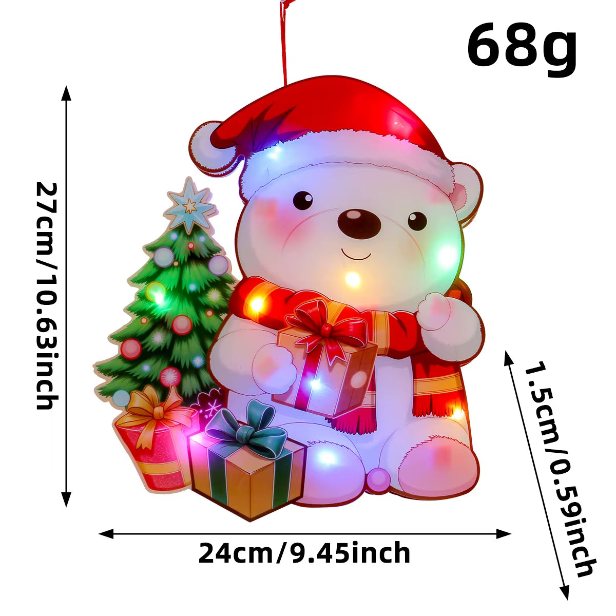 LED Ornaments Christmas Santa Claus, Shining Brightly Hanging Ornaments for Xmas Trees Window Home Party Decor Holiday Gifts