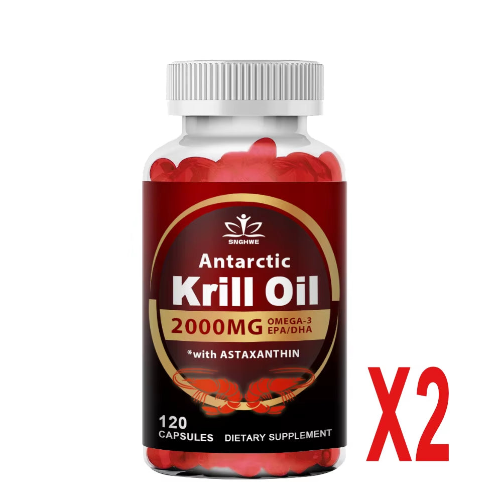 2000Mg Krill Oil Phospholipid Omega-3 EPA & DHA Phospholipids and Astaxanthin for Joint, Brain, Immune and Cardiac Support Diet