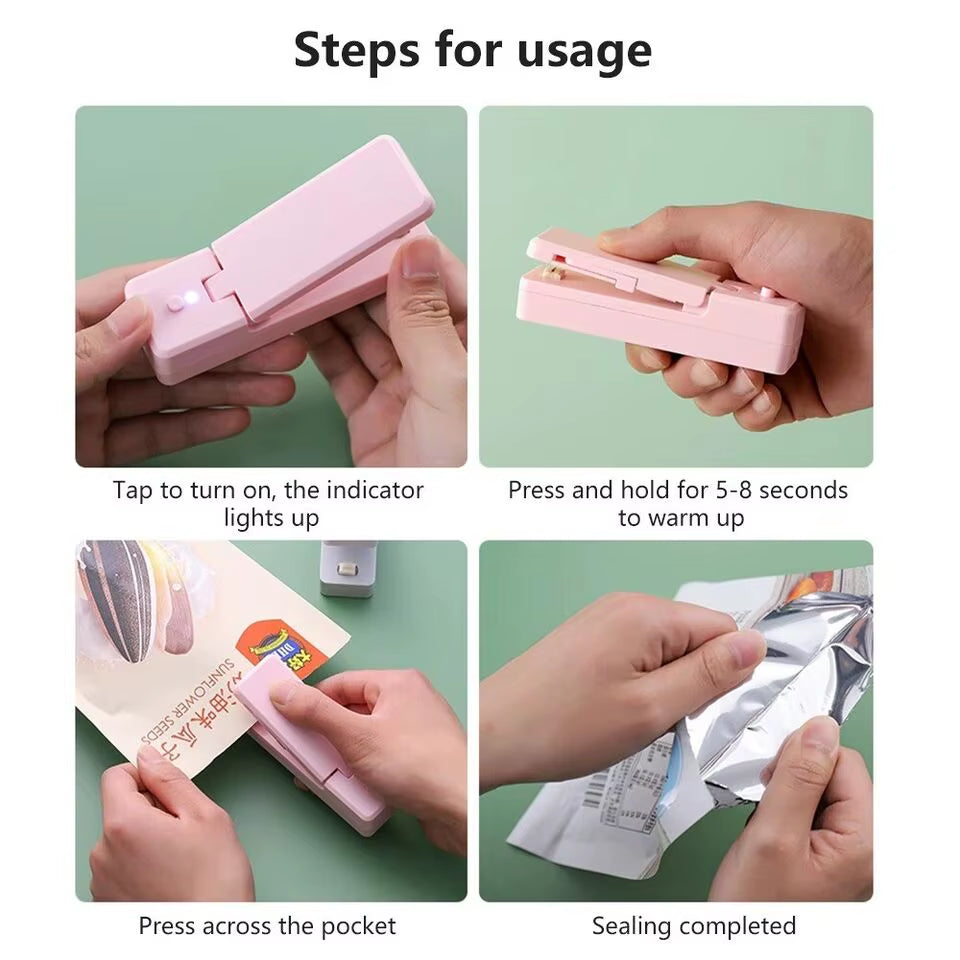USB 2 in 1 Heat Seal Device Thermal Plastic Food Portable Sealer Chips Snacks Bag Sealer Machine Packing Kitchen Accessories