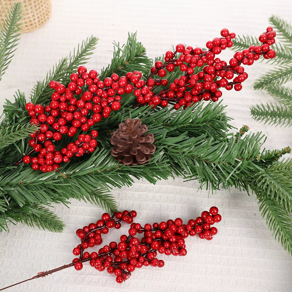 Berry Artificial Flower Fruit Red Berry Simulation Cherry Stamen Berries for Home Christmas Decoration DIY Gift Wreath Wholesale