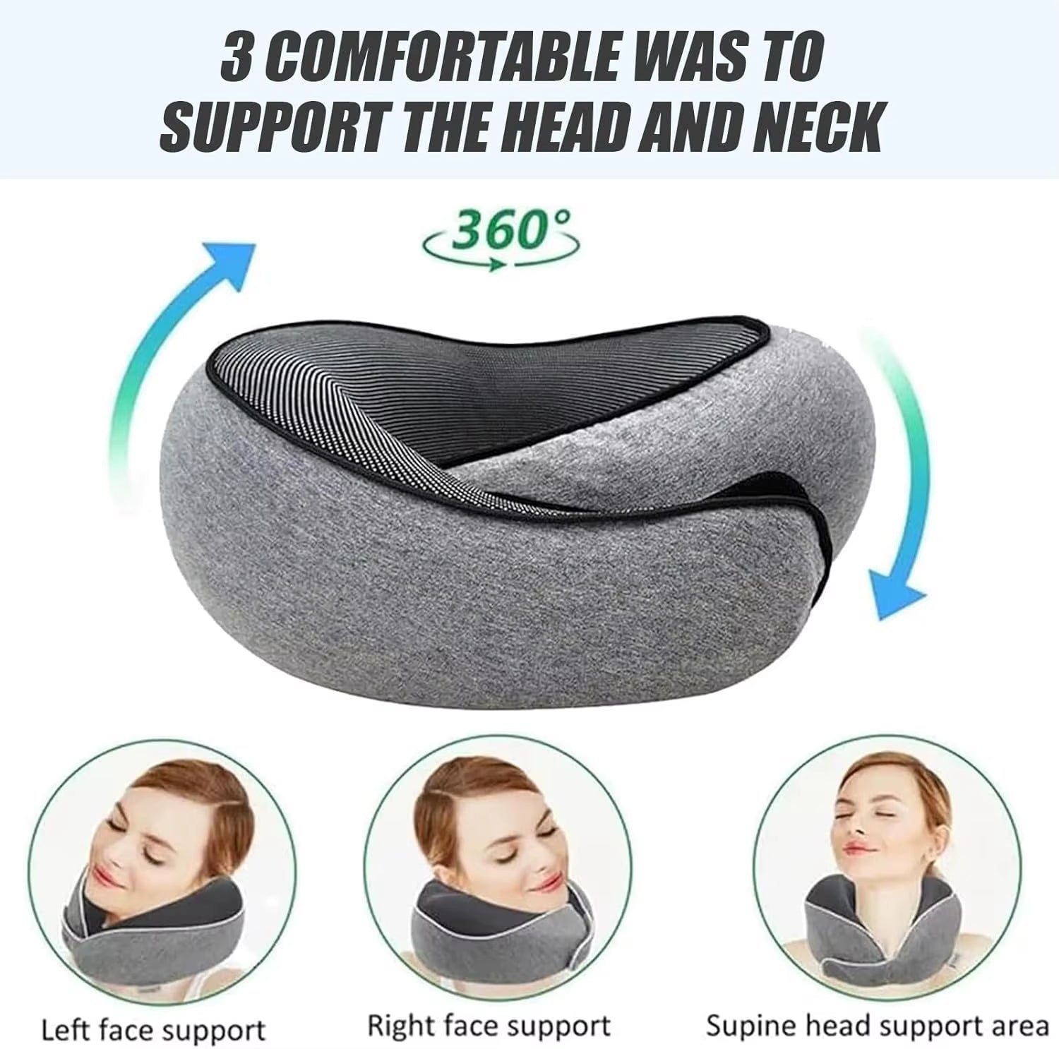 Memory Foam Travel Neck Pillow U-Shaped Pillow Snail Style Travel Neck Support Portable Adjustable Soft Noon Break Sleep Pillows