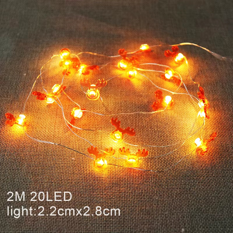 2M Christmas Decorations Santa Claus Snowman LED Light String Garland Tree Ornaments for Home Decor Xmas Navidad 2024 New Year
