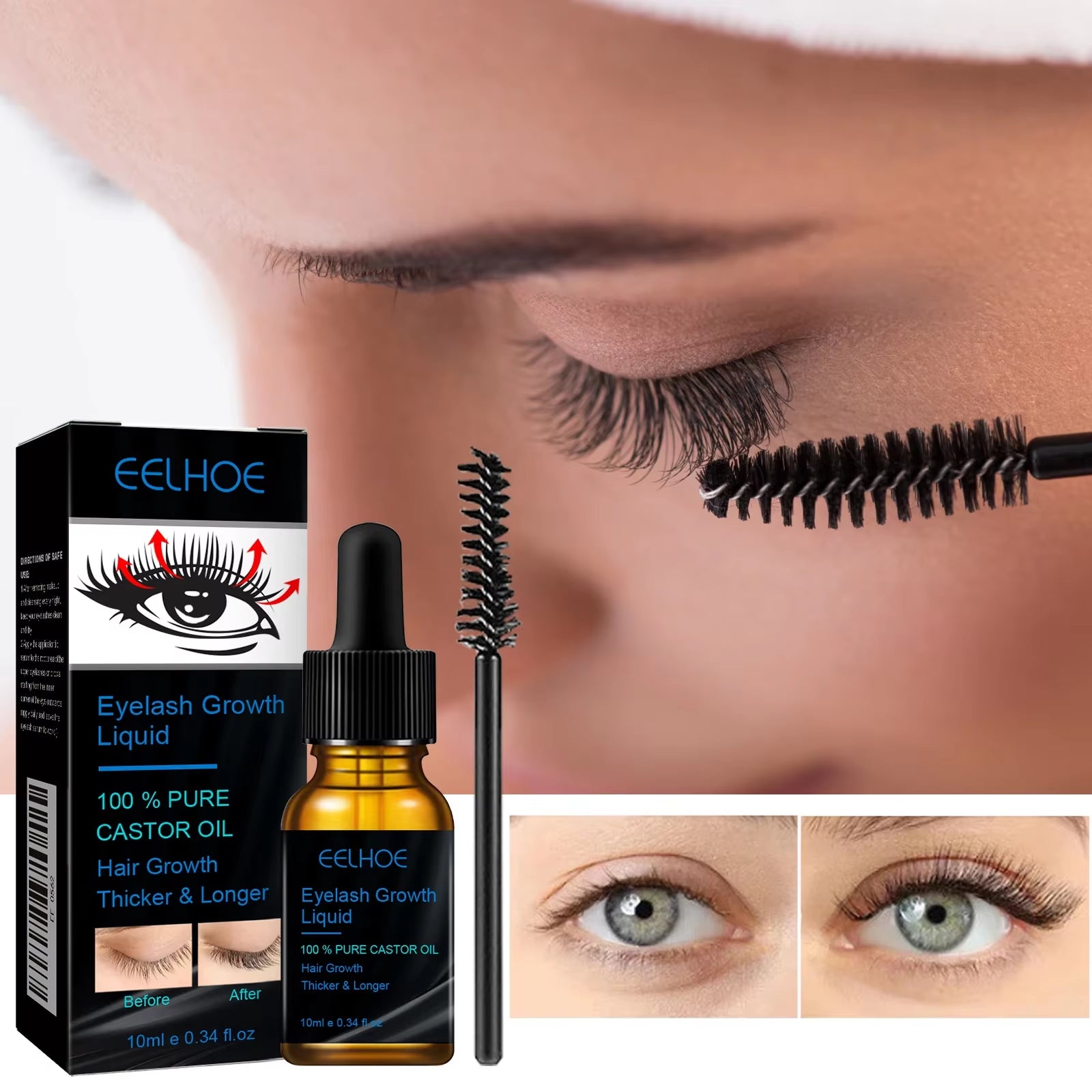 Eyebrows Natural Thick Slender Curl Curl Moist Natural Castor Oil Growth Liquid Serum Extension Eyelash Female Makeup Product