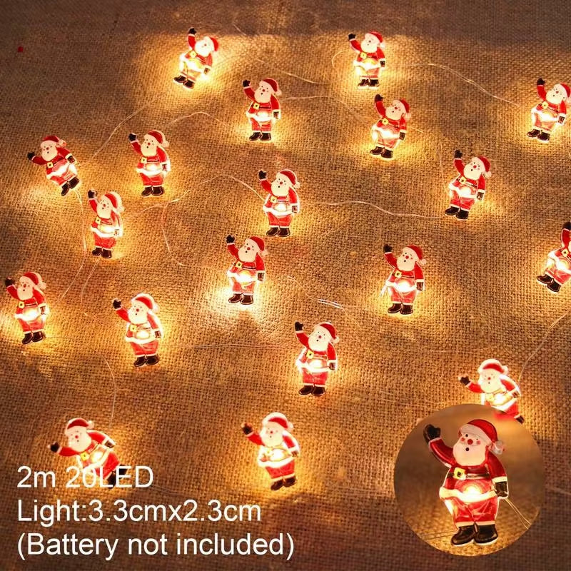 Snowman Christmas LED Garland String Light Merry Christmas Decorations for Home 2024 Xmas Tree Ornament Navidad New Year Gifts