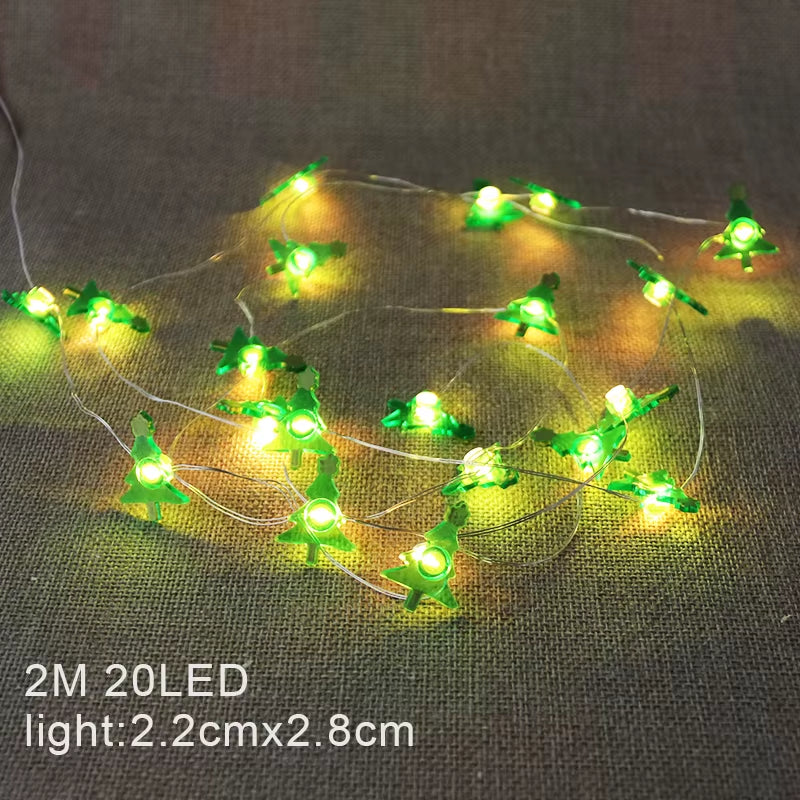 2M Christmas Decorations Santa Claus Snowman LED Light String Garland Tree Ornaments for Home Decor Xmas Navidad 2024 New Year