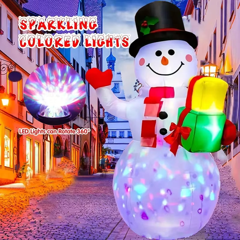 1.5M Christmas Inflatable Santa Claus and Snowman Built-In LED Lights Indoor and Outdoor Inflatable Party Garden Decoration, USB