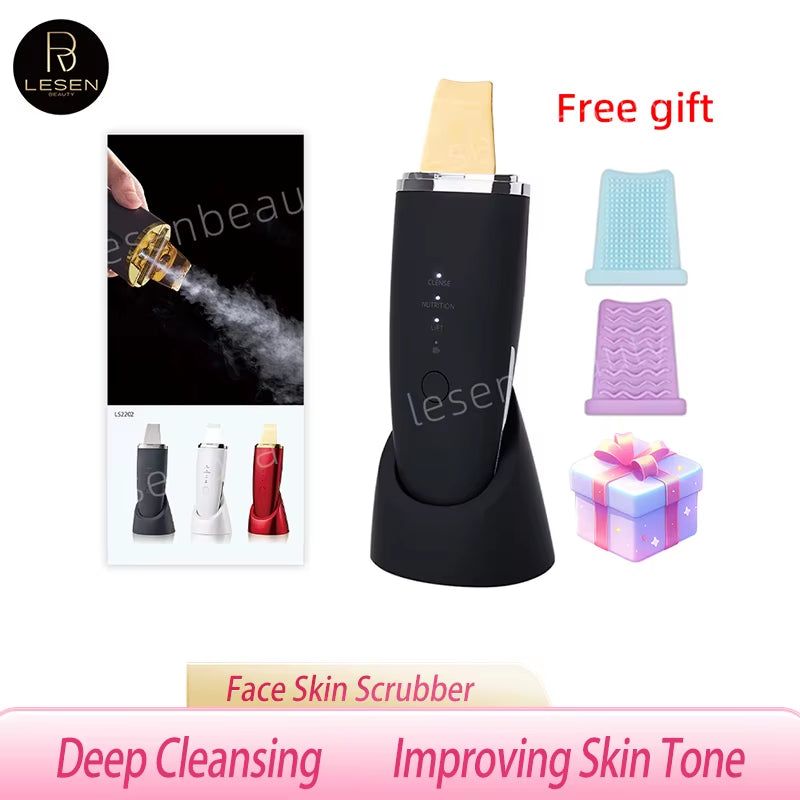 Ultrasonic Skin Scrubber Pro – Deep Pore Blackhead Remover & Lifting EMS Facial Spatula for Smooth, Glowing Skin