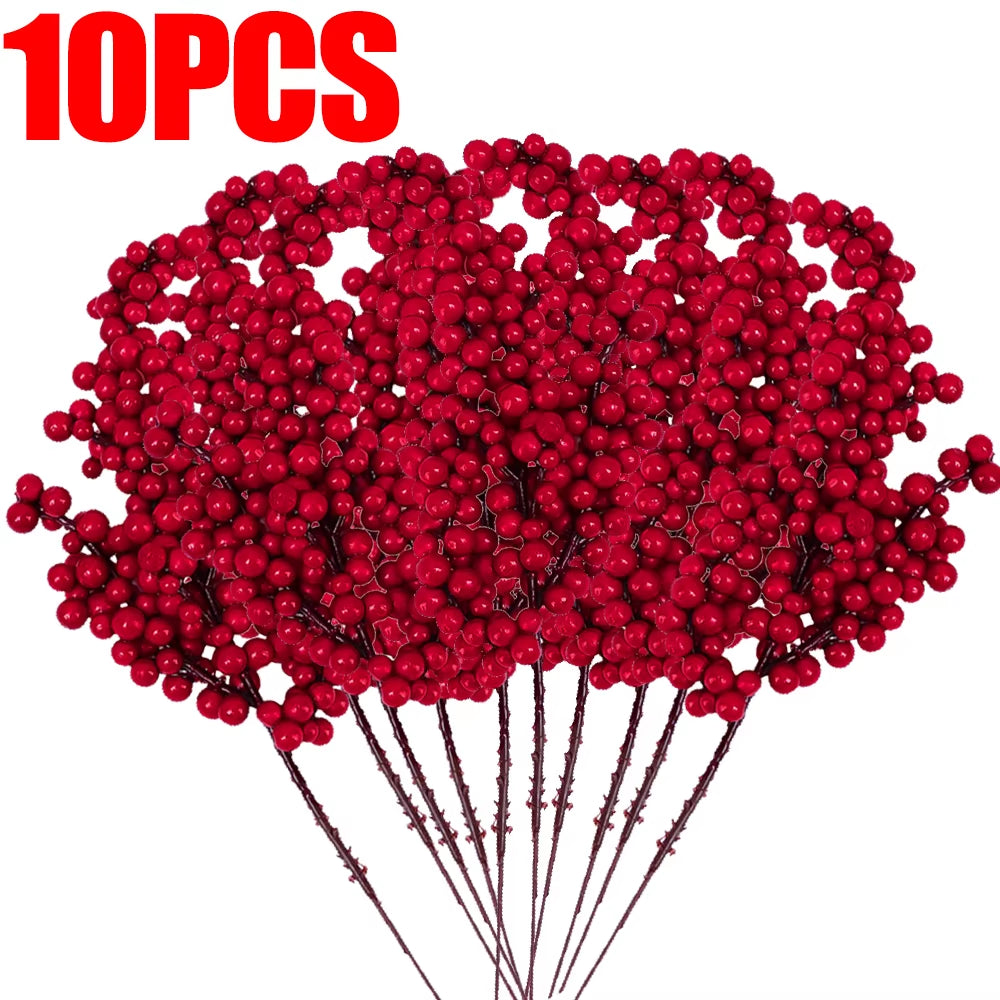 Berry Artificial Flower Fruit Red Berry Simulation Cherry Stamen Berries for Home Christmas Decoration DIY Gift Wreath Wholesale