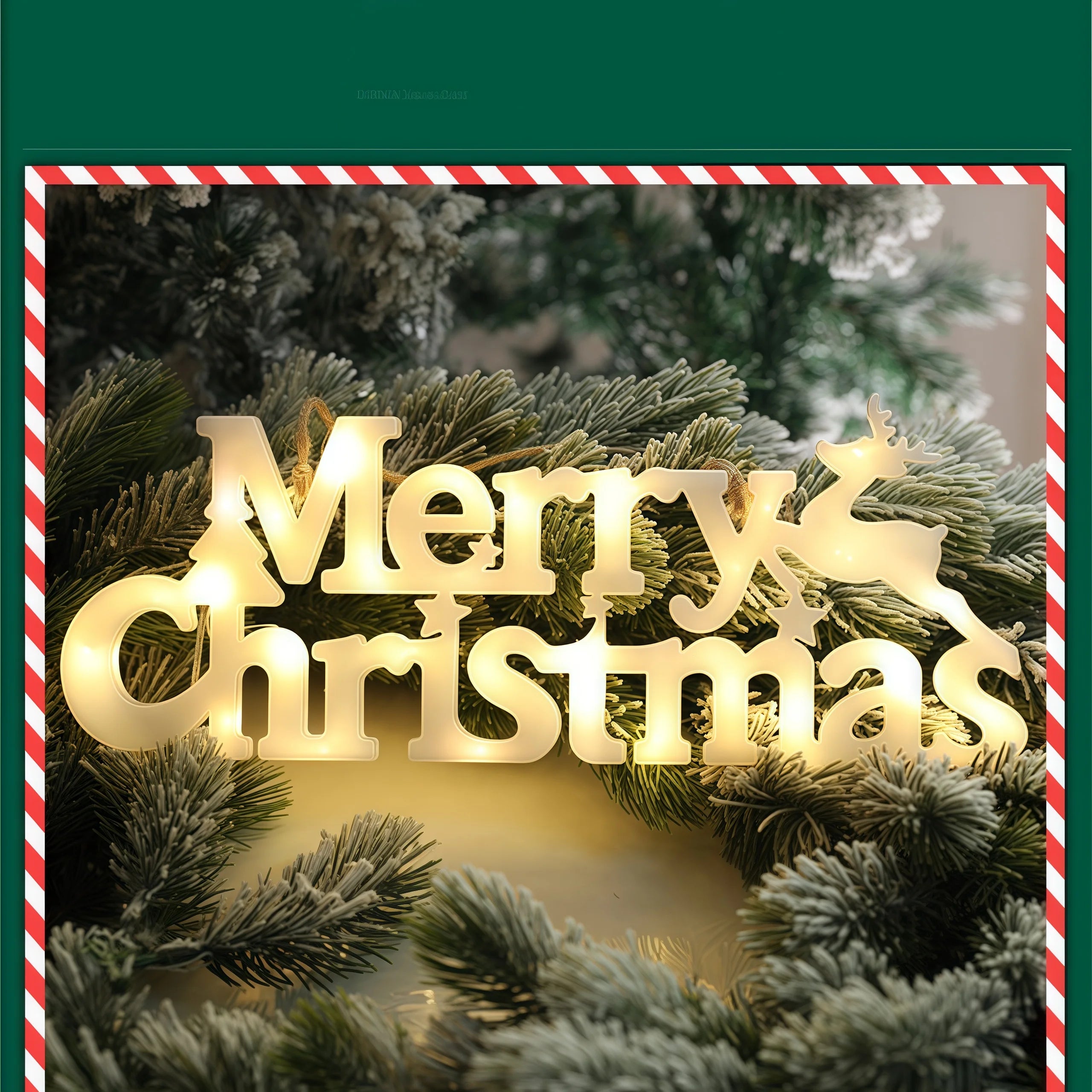 1Pc Christmas Decoration Xmas Merry Christmas LED Letter Tag Light String Fairy Garland ，For Home Decoration Christmas Deco