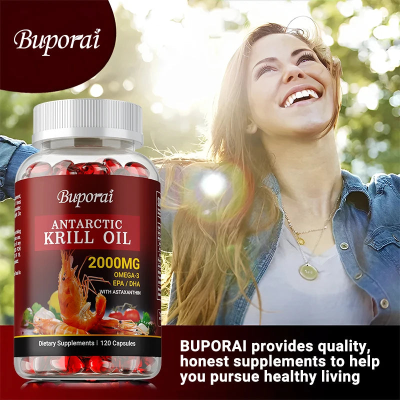 Antarctic Krill Oil 2000MG – Premium Omega-3 Complex with Astaxanthin for Heart, Brain, Joint Health & Immune Defense