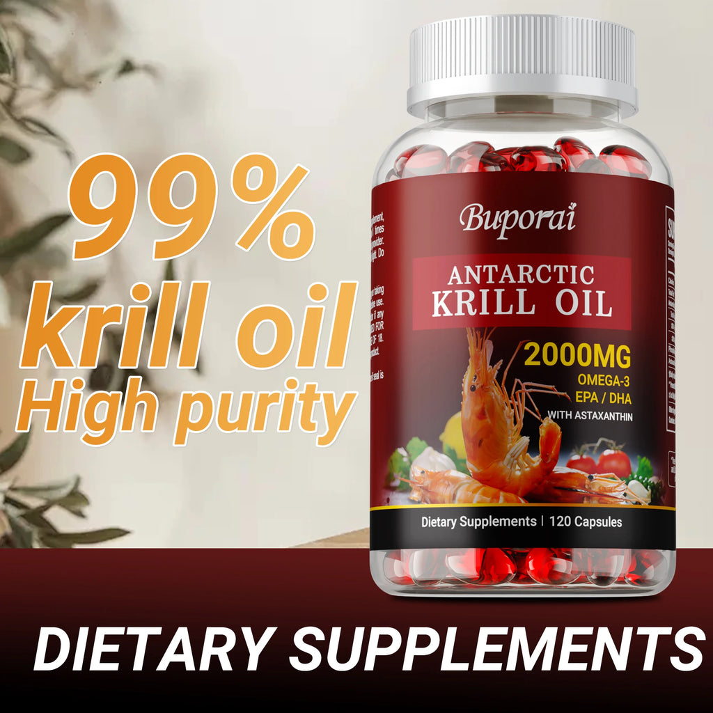 Antarctic Krill Oil 2000MG – Premium Omega-3 Complex with Astaxanthin for Heart, Brain, Joint Health & Immune Defense