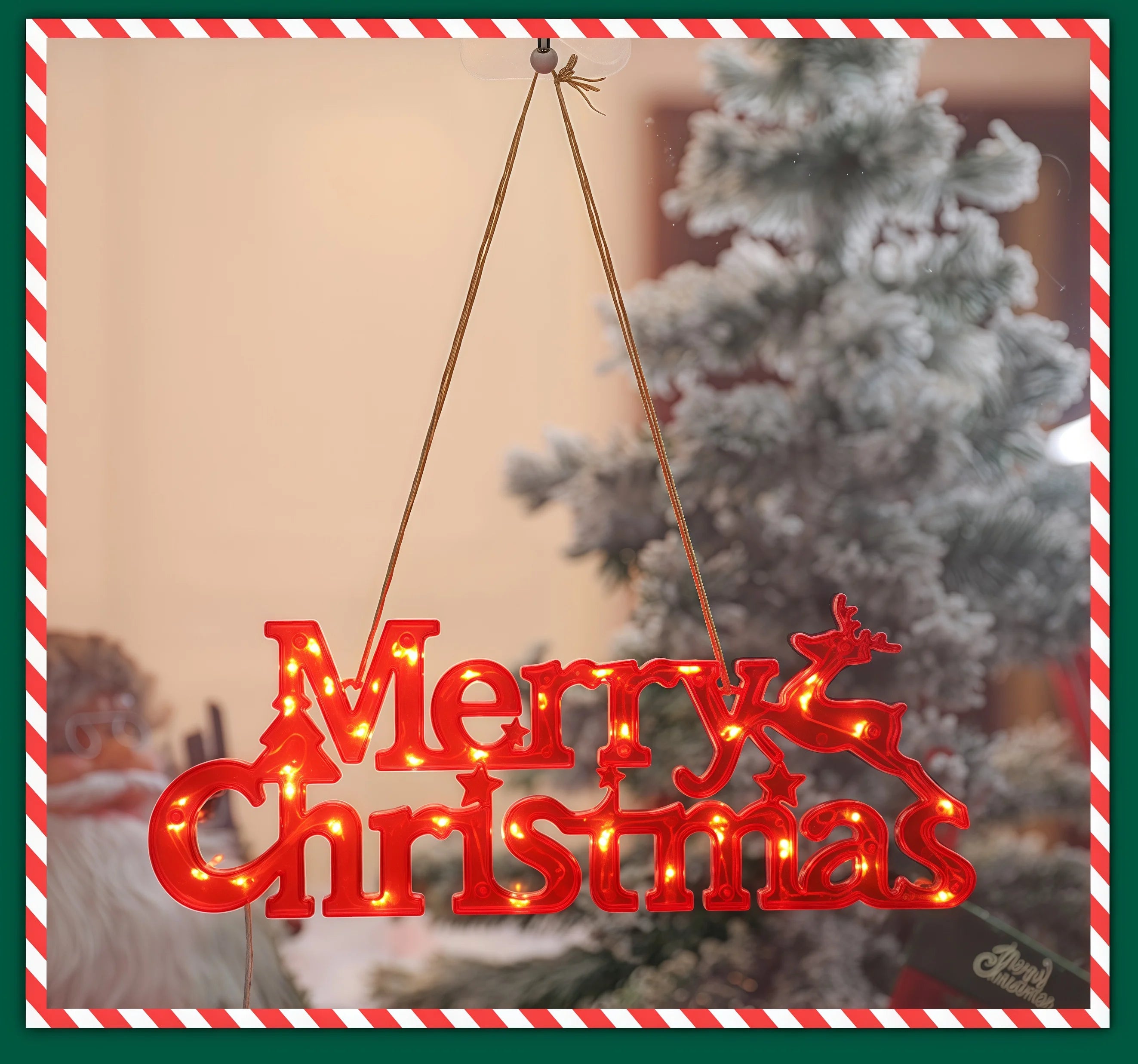 1Pc Christmas Decoration Xmas Merry Christmas LED Letter Tag Light String Fairy Garland ，For Home Decoration Christmas Deco