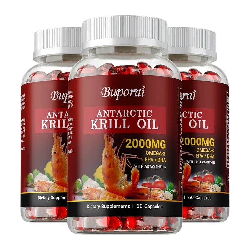 Antarctic Krill Oil 2000MG – Premium Omega-3 Complex with Astaxanthin for Heart, Brain, Joint Health & Immune Defense