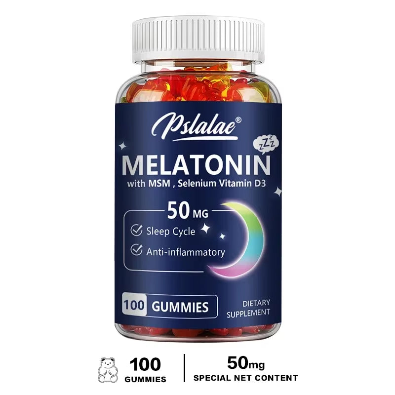 Melatonin Gummies 50Mg - Sleep Support, Stress Relief, Improved Sleep Quality, Boosted Energy Production, Increased Vitality