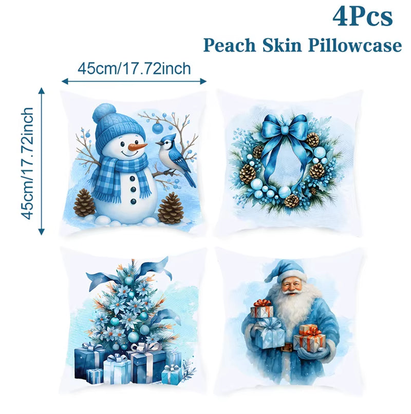 4Pcs Merry Christmas Cushion Cover Home Decorations 2025 Christmas Ornament Pillow Case Xmas Navidad Gifts New Year Gifts 2026