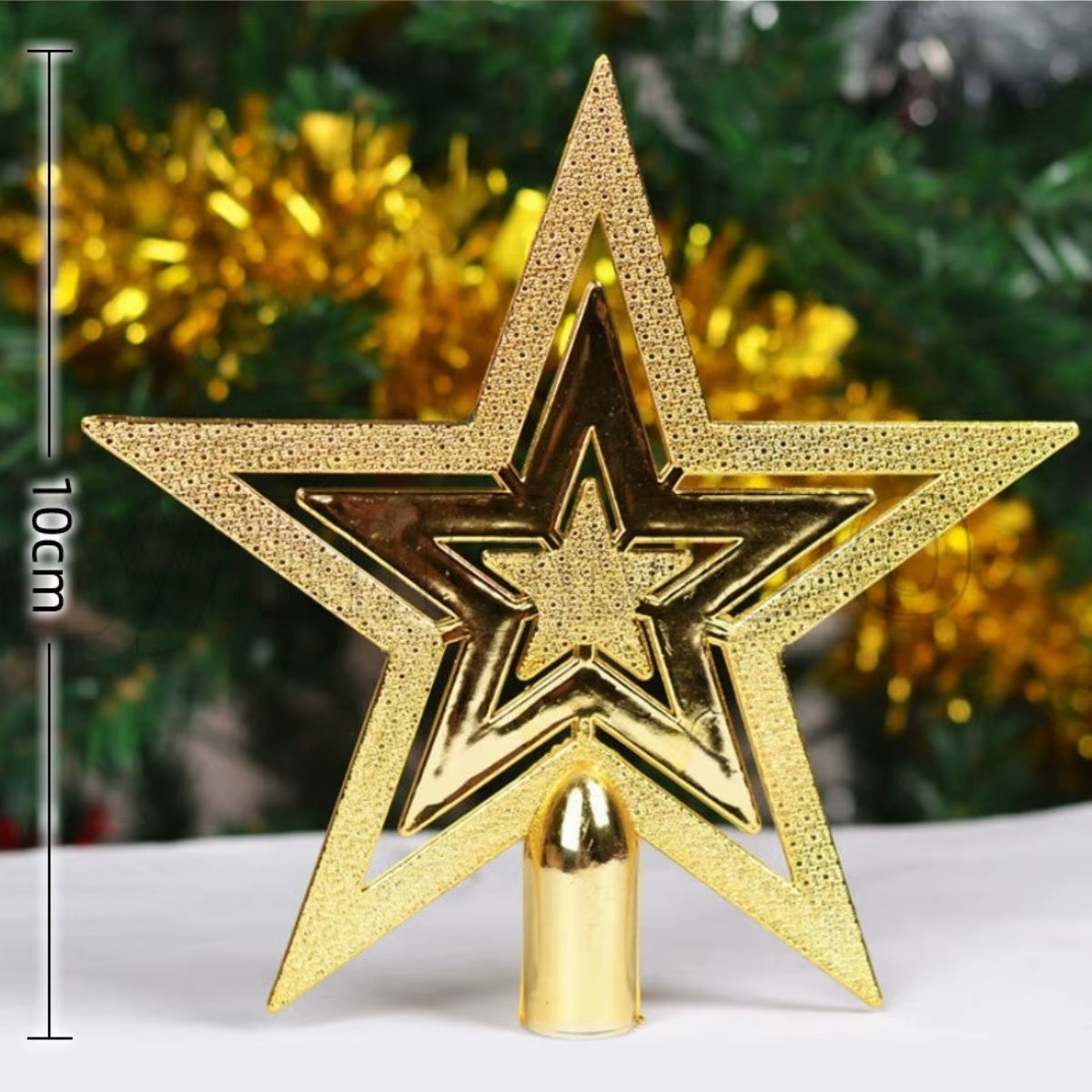 Iron Glitter Christmas Tree Topper Star with Led Copper Wire Lights Merry Christmas Tree Decor for Home Navidad Ornaments