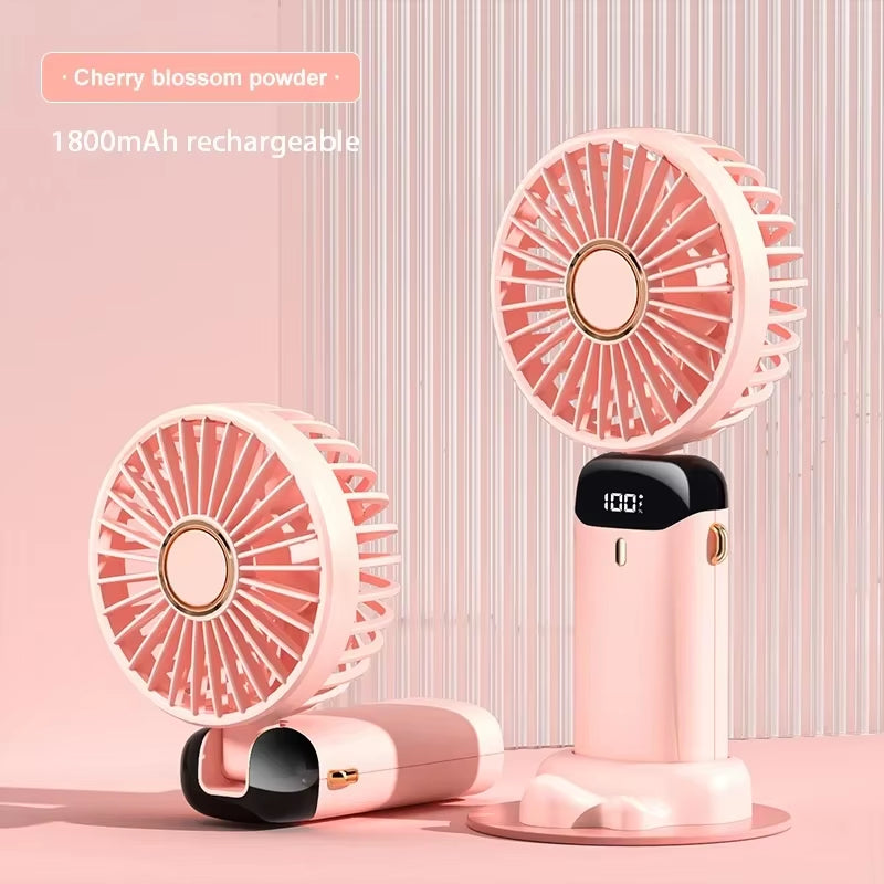Ultra-Cool Portable Neck Fan – Foldable 5-Speed Mini Fan with LED Display, Phone Stand & Long-Lasting 1800mAh Battery