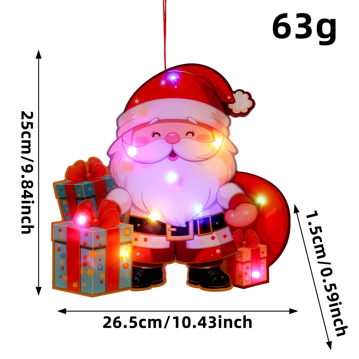 LED Ornaments Christmas Santa Claus, Shining Brightly Hanging Ornaments for Xmas Trees Window Home Party Decor Holiday Gifts