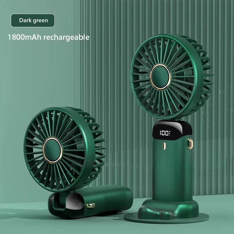 Ultra-Cool Portable Neck Fan – Foldable 5-Speed Mini Fan with LED Display, Phone Stand & Long-Lasting 1800mAh Battery